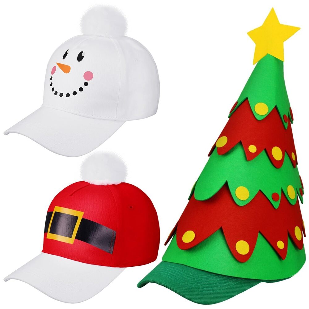 9435 3 Pcs Christmas Hats Adults Christmas Baseball Caps Funny Santa
